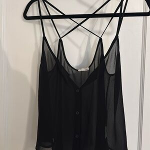 Black sheer chiffon Lush tank top